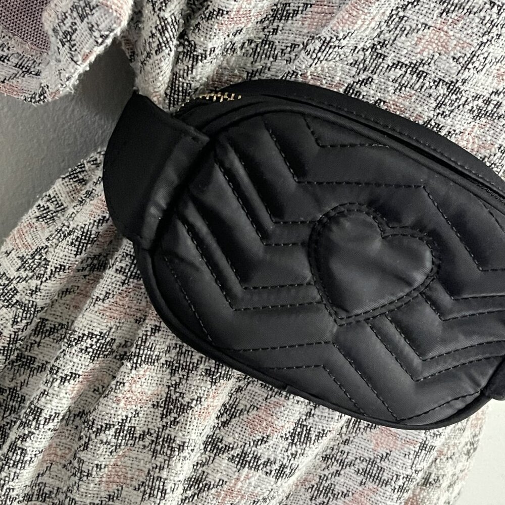 Black belt bag Nylon belt bag Women's belt bag size ML Travel black bag
